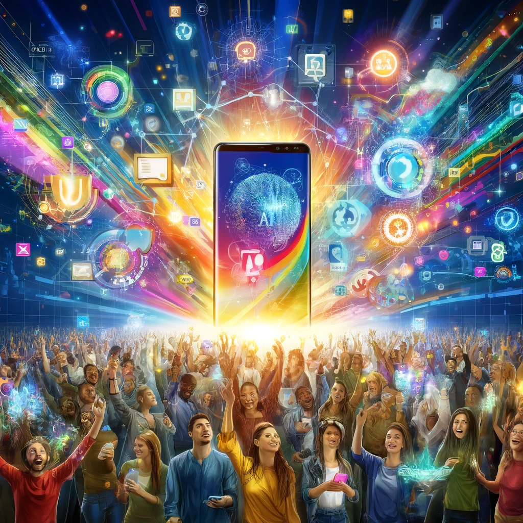 DALLE-2024-04-12-151751-An-uplifting-and-colorful-scene-depicting-10-million-smartphone-users-celebrating-the-introduction-of-innovative-AI-technology-in-their-devices-The-i - innovaTopia 1,000万人以上のユーザーに新鮮なAIフォン体験を提供