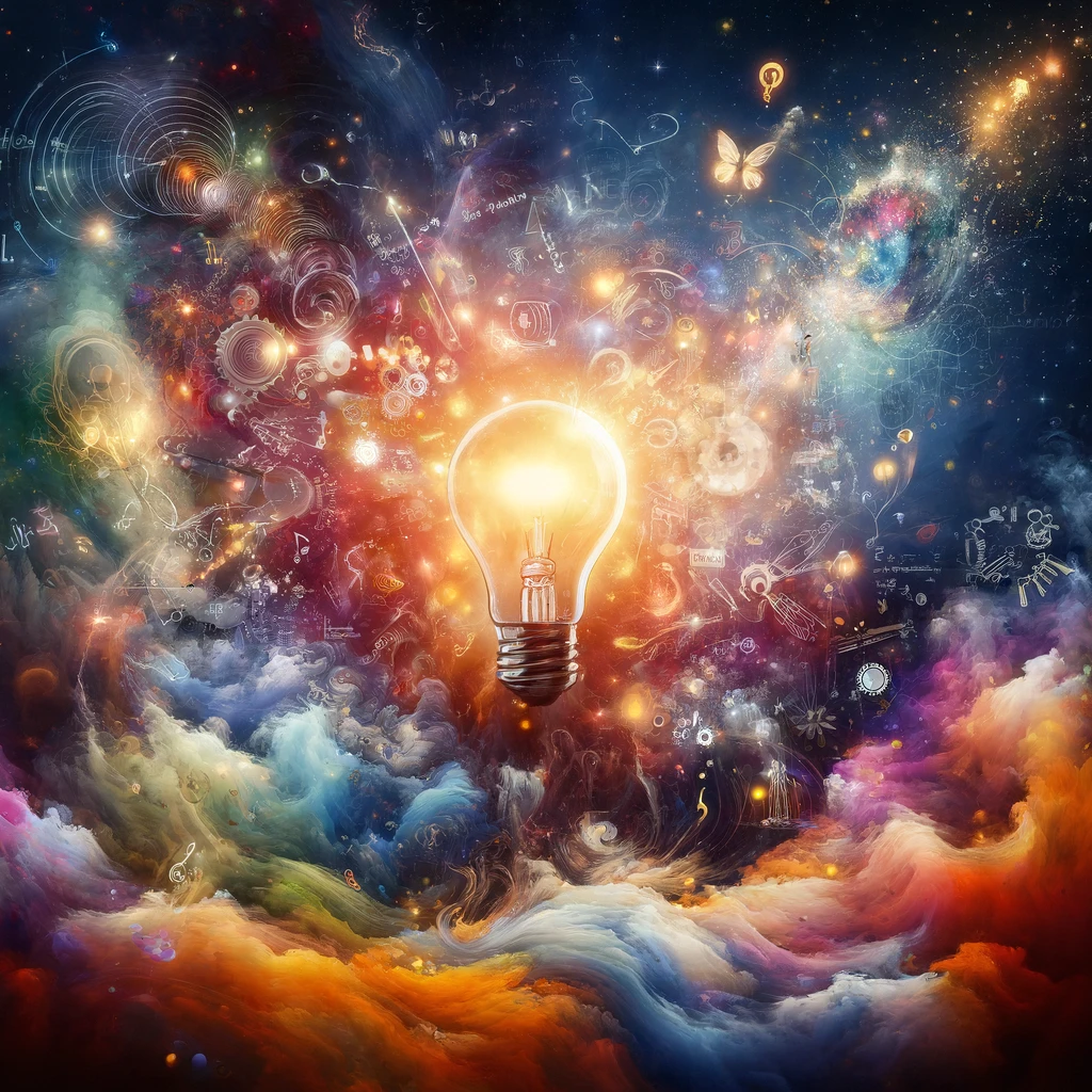 DALLE 2024-04-12 155531 - An abstract and inspirational image that embodies the concepts of creativity and possibility The scene is filled with a multitude of colors swirling - innovaTopia - innovaTopia - (イノベトピア)