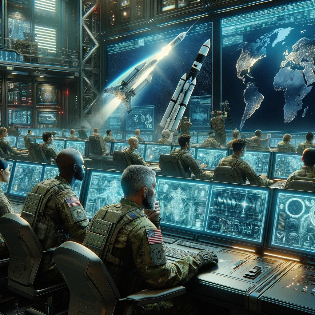 DALLE-2024-04-14-160543-A-futuristic-military-scene-depicting-members-of-the-United-States-Space-Force-in-a-high-tech-control-room-The-team-is-intensely-focused-on-computer- - innovaTopia - innovaTopia - (イノベトピア)