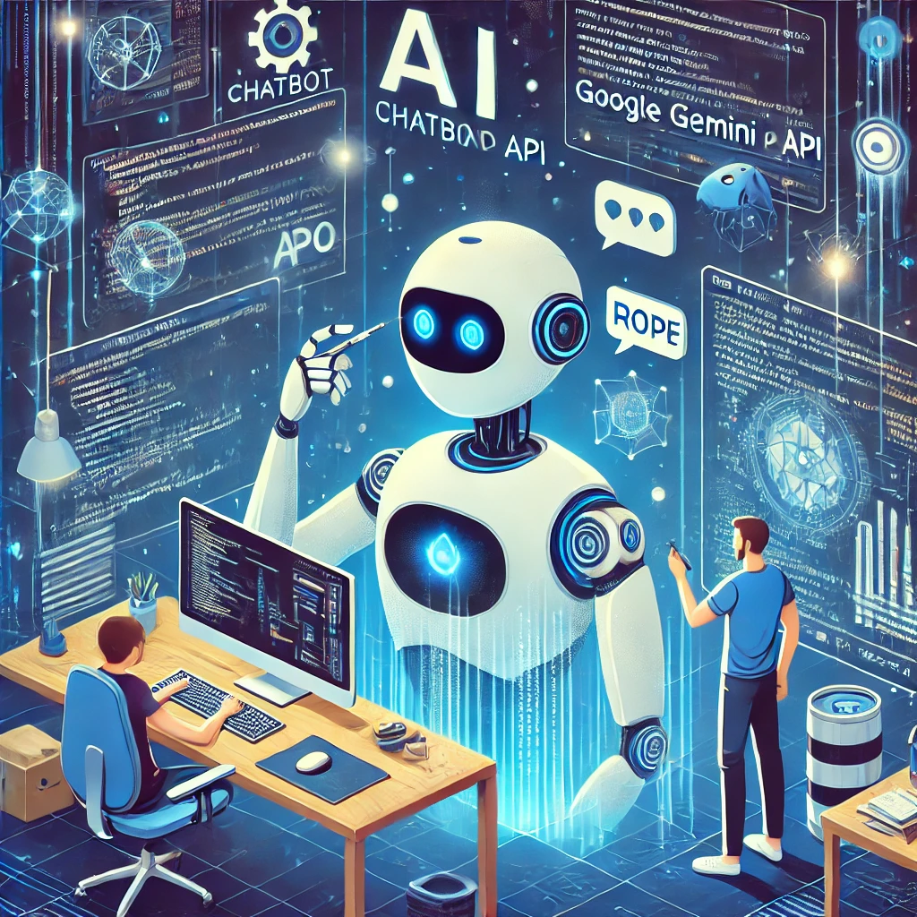 DALLE 2024-07-13 043745 - An illustration depicting developers working on an AI chatbot with the Google Gemini Pro API showcasing a futuristic workspace with intelligent appli - innovaTopia GoogleのGemini Pro APIで革新的なチャットボット開発が可能に!開発者がインテリジェントなAIアプリケーションを構築 - innovaTopia - (イノベトピア)