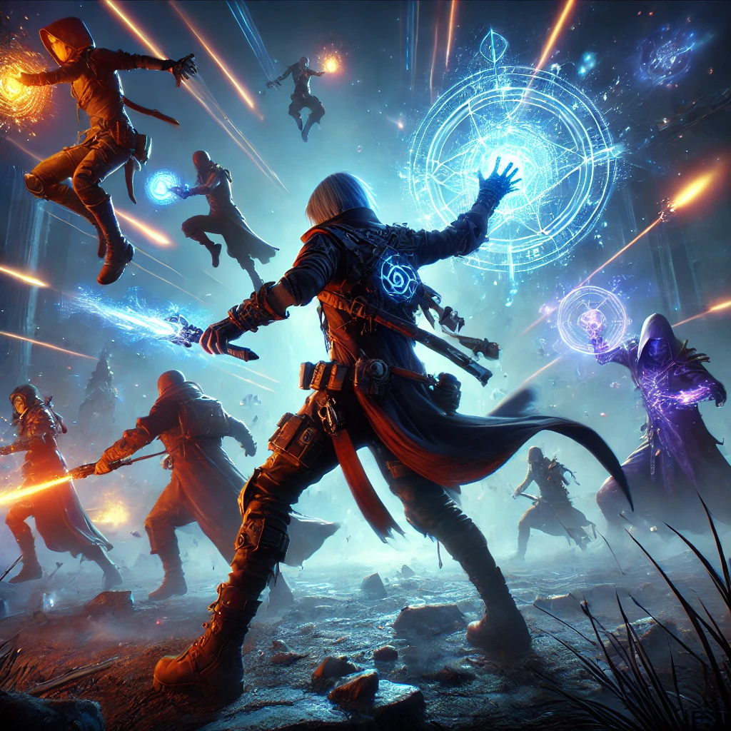 DALLE 2024-06-19 214523 - An action-packed scene from a new VR action-adventure game Masters of Light coming to Quest in spring 2024 Show characters engaged in intense battl - innovaTopia 光のマスターへの挑戦!新VRアクションアドベンチャー「Masters of Light」、2024年春Questに登場 - innovaTopia - (イノベトピア)