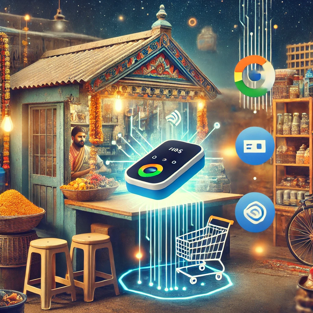DALLE 2024-09-11 105037 - An image representing Googles innovation in payments with the launch of SoundPod for small shops in India The visual features a small Indian shop - innovaTopia Google、インドの小規模商店向け「SoundPod」展開で決済革新を牽引 - innovaTopia - (イノベトピア)