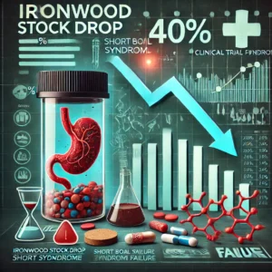 短腸症候群治療薬の試験失敗でIronwood株価40%急落！