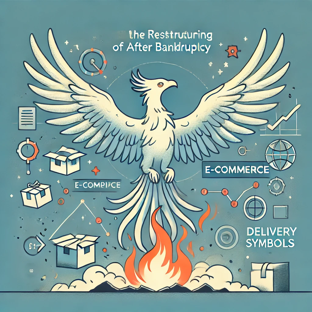 DALLE 2025-01-22 100450 - An illustration symbolizing the restructuring of Thrasio after bankruptcy showing a phoenix rising from the ashes with subtle references to e-commerc - innovaTopia AmazonアグリゲーターThrasio、破産後に経営陣大幅刷新 - innovaTopia - (イノベトピア)