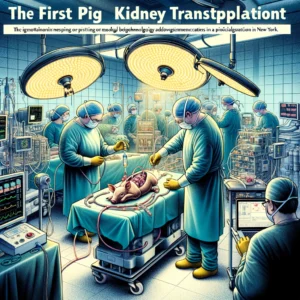 豚の腎臓移植後、ニューヨークで女性患者が手術を受ける