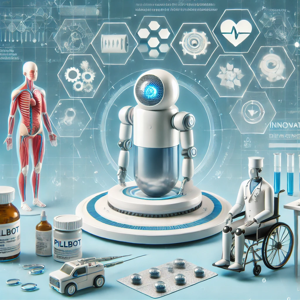 DALLE 2024-06-21 020352 - A futuristic medical scene featuring the swallowable robot PillBot highlighting its innovative role in diagnostics with elements like a patient m - innovaTopia 飲み込み型ロボット「PillBot」、医療診断を革新へ—2026年市場投入目指す - innovaTopia - (イノベトピア)