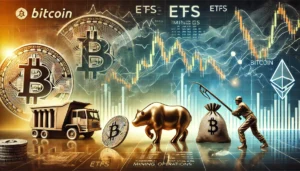 ビットコイン、ETF流出とマイナー売却圧で一時59,000ドルへ