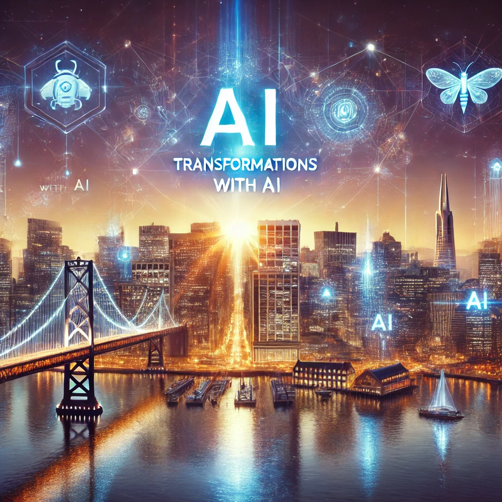 DALLE 2024-06-29 134900 - A dynamic scene of an event in San Francisco showcasing Transformations with AI highlighting corporate innovation futuristic AI elements and an e - innovaTopia サンフランシスコで開催、「AIを活用した変革」イベントが企業革新の舞台に - innovaTopia - (イノベトピア)
