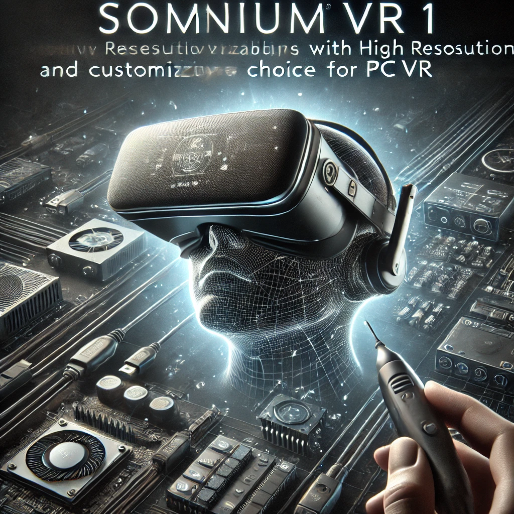 DALLE 2024-07-18 220113 - Somnium VR1 boasting high resolution and customizability becomes a new choice for PCVR enthusiasts The image should depict a VR headset with high-res - innovaTopia 高解像度とカスタマイズ性を誇るSomnium VR1、PCVR愛好家の新たな選択肢に - innovaTopia - (イノベトピア)