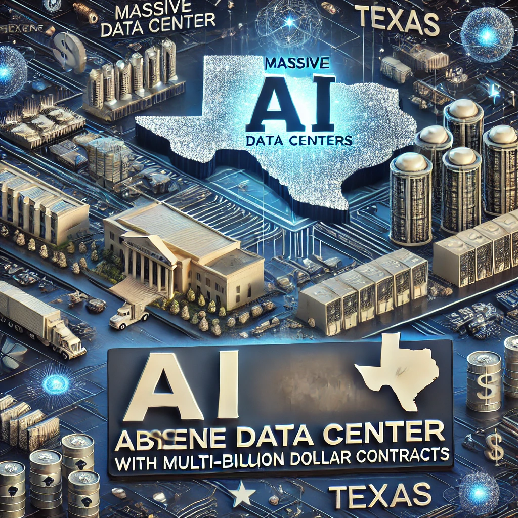 DALLE 2024-07-18 220131 - Massive AI data center established in Abilene Texas with multi-billion dollar contracts The image should depict a technological theme with elements - innovaTopia テキサス州アビリーンに巨大AIデータセンター誕生、数十億ドル規模の契約が締結 - innovaTopia - (イノベトピア)