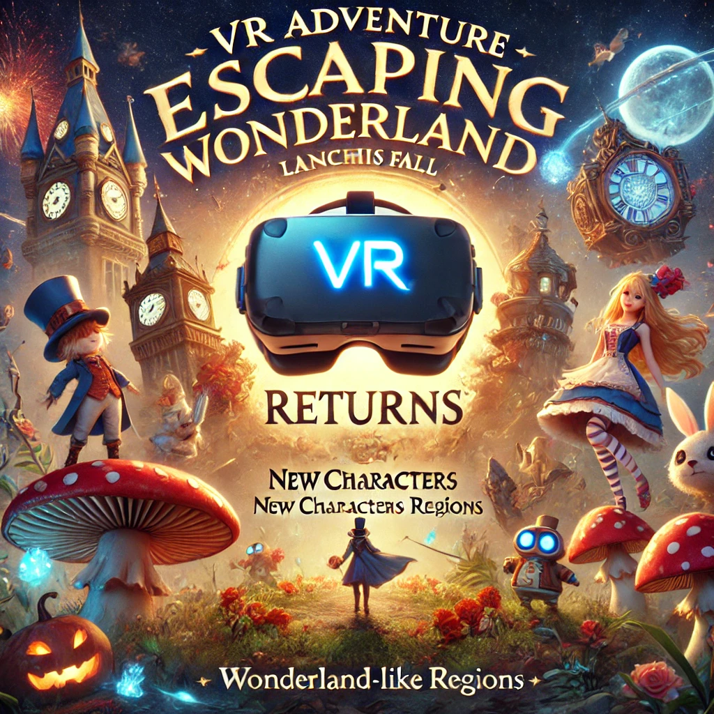 DALLE 2024-07-18 221057 - VR adventure returns with Escaping Wonderland launching this fall featuring new characters and regions The image should depict a magical and adven - innovaTopia VR冒険再び!「Escaping Wonderland」今秋登場、新キャラと地域で魅了 - innovaTopia - (イノベトピア)
