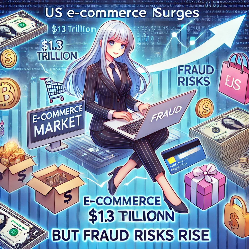 DALLE 2024-07-19 135606 - US e-commerce market surges to trillion but fraud risks rise depicted in Anime style The image should show an anime-style representation of th - innovaTopia 米国Eコマース市場、1.3兆ドルへの急成長背景に詐欺リスク増大と対策の必要性が浮き彫りに - innovaTopia - (イノベトピア)