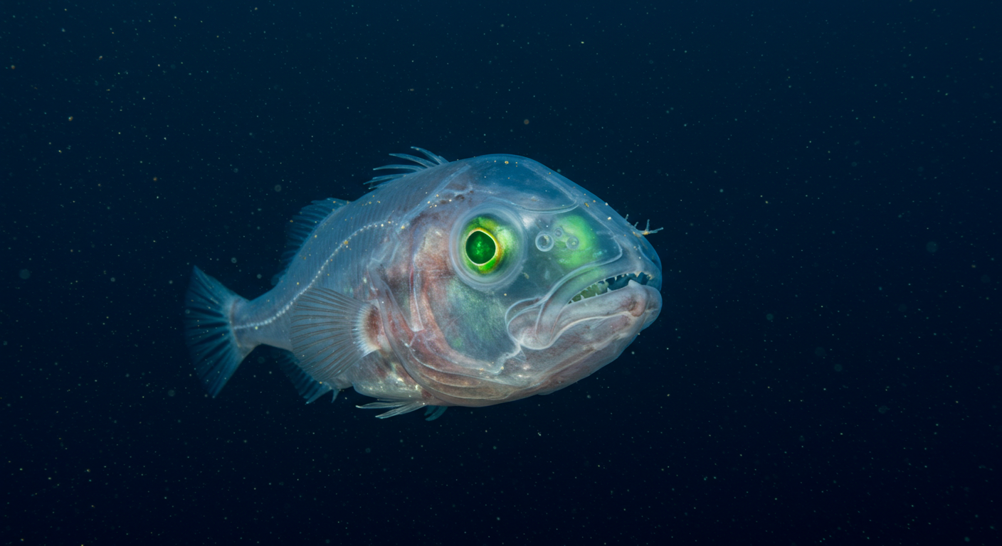 デメニギス、透明な頭部に回転する目を持つ深海魚の驚異的進化戦略が判明 - innovaTopia - （イノベトピア）