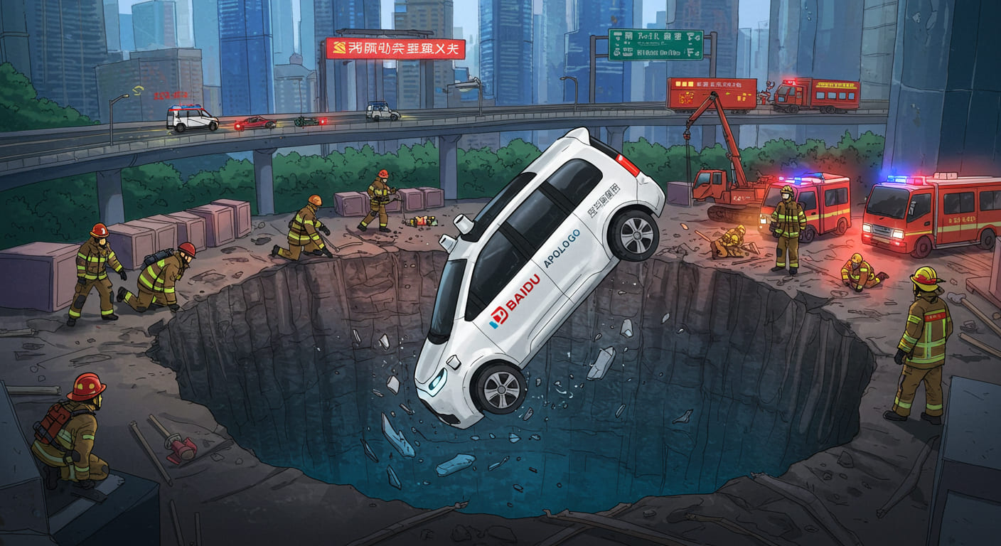 Baidu Apollo Goロボタクシー中国重慶で建設現場の穴に転落事故 1 - innovaTopia - innovaTopia - (イノベトピア)