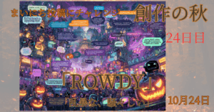 Inktober 2025 – Day 24「ROWDY」：ROWDY HALLOWEEN、AIたちが踊り狂う夜