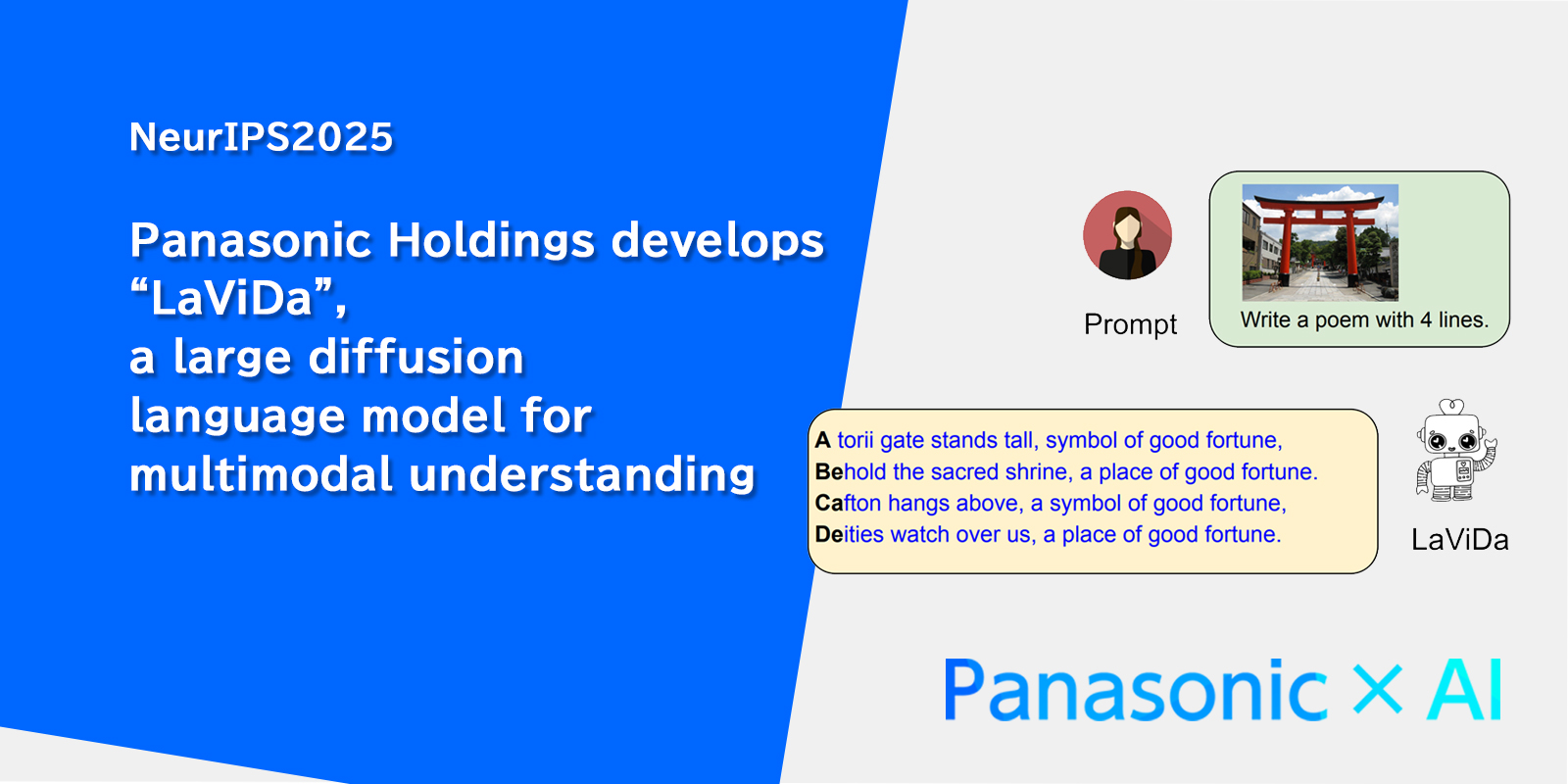 パナソニック拡散型視覚言語モデルLaViDa開発──生成速度2倍のマルチモーダルAI