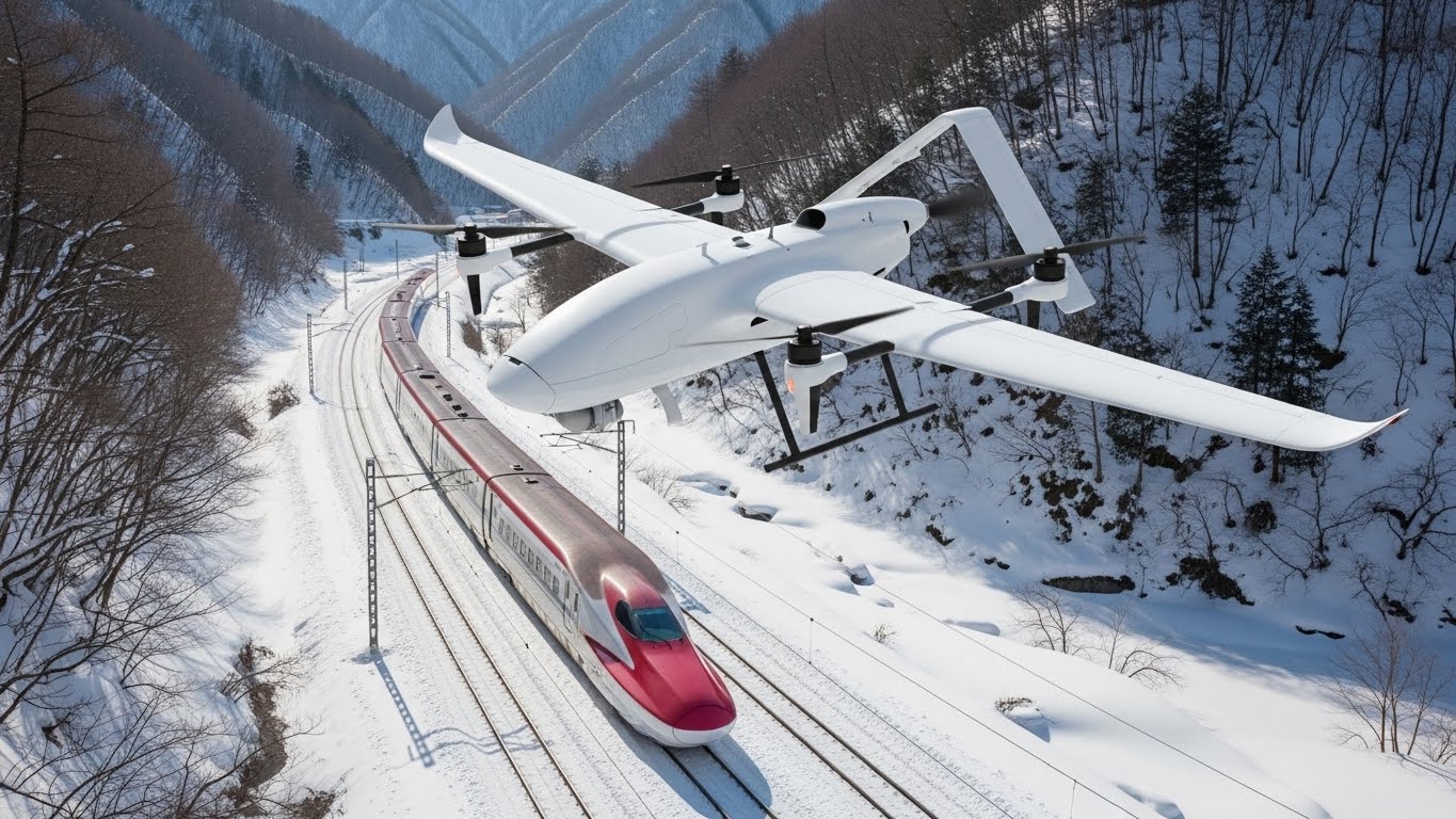 JR東日本、VTOL型ドローンで冬季斜面調査を実証─新幹線「はこビュン」で機材輸送も検証へ