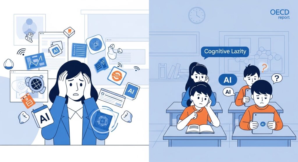 OECDレポート、教育現場のAI導入で「メタ認知的怠惰」を警告――フランドル地方の教師半数が圧倒感を訴え